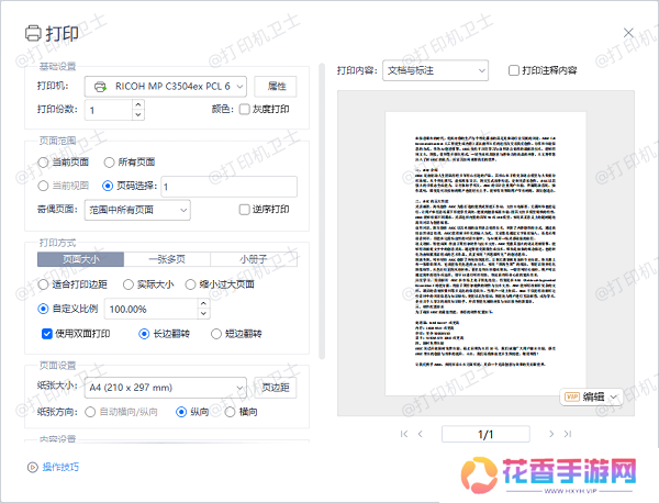 PDF 阅读器中的打印预览